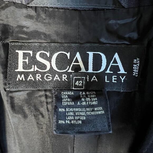 Escada Margaretha Ley Blazer Womens 42 Metallic Black Wool Lined Gold Button - Picture 3 of 10